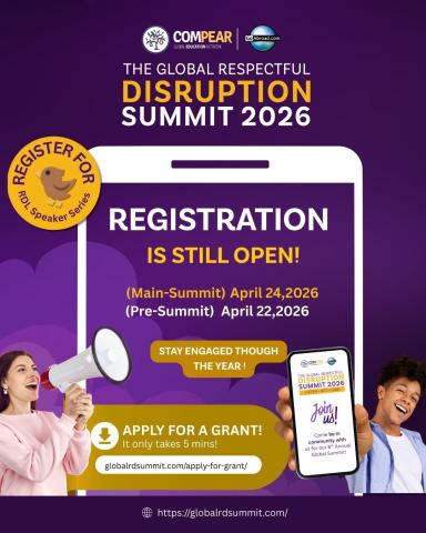 Infographic for the 2026 Global Respectful Disruption Summit registration.