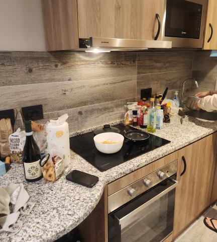 Kitchen area inside a studio room