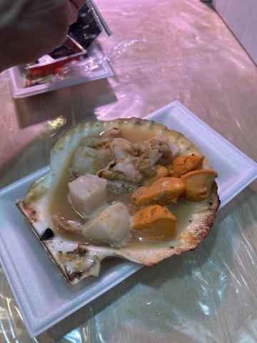 The scallops we bought and ate at the market