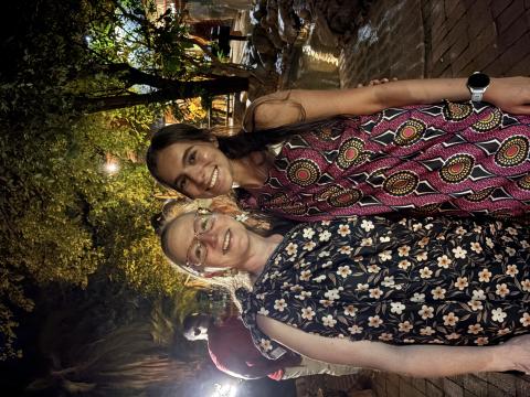 My mom and I at the Boma Dinner & Drum Show in Zimbabwe