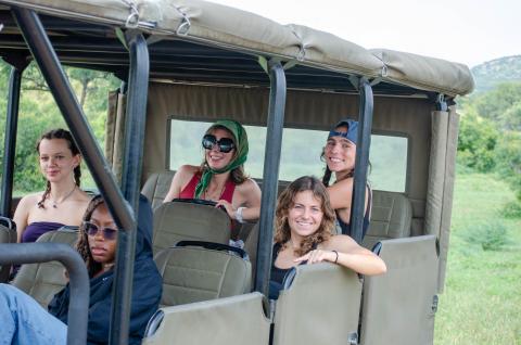A photo of my friends and I in our safari car