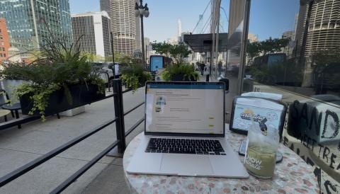 Open Laptop with IES orientation on a coffee table