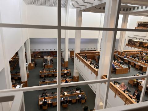 Birds-eye view of library reading room