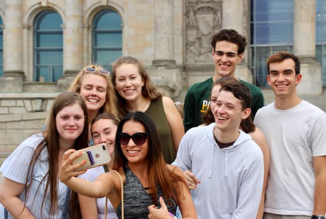 a group of students pose for a photo in Berlin