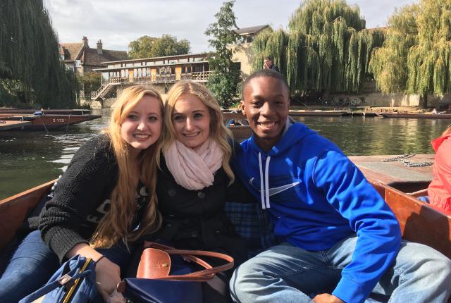 students go for a boat ride in Cambridge
