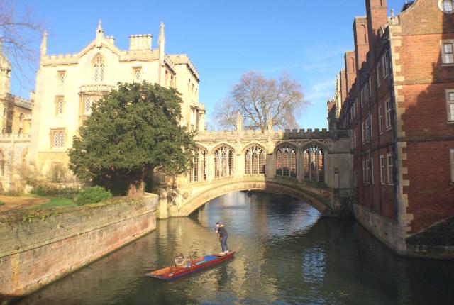 people punting on the Cam River in Cambridge