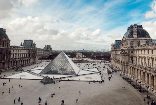 the Louvre courtyard from above