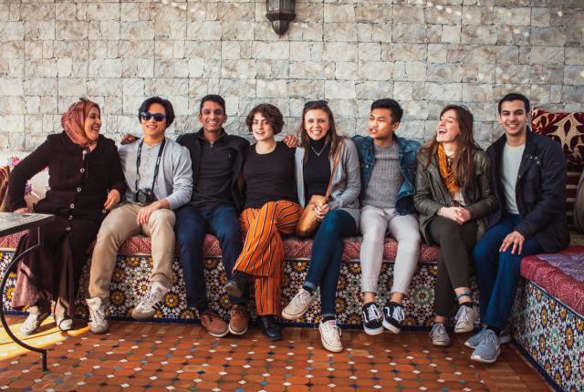 a group of students pose for a photo in Rabat