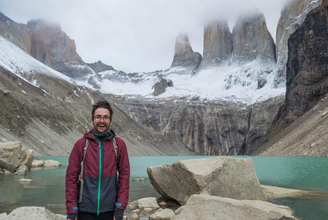 student in mountains in patagonia