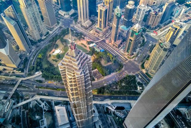 view of Shanghai tower from above