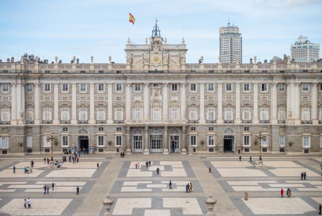 Palace Real in Madrid, Spain as seen from the cathedral.