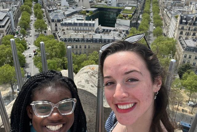 Two students at top of Arc de Triomphe