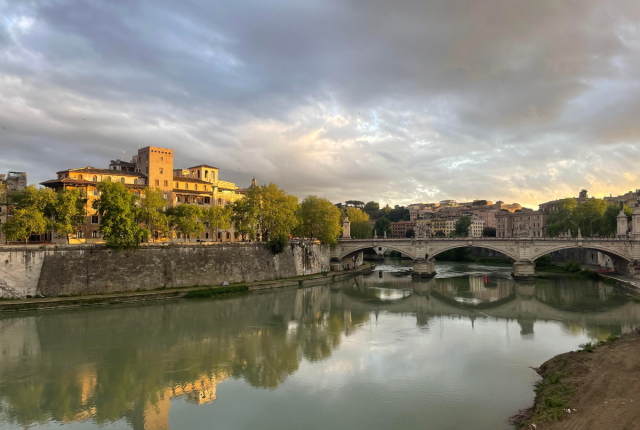 A view from the St. Angelo Bridge in Rome