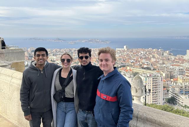 Students at Nice viewpoint
