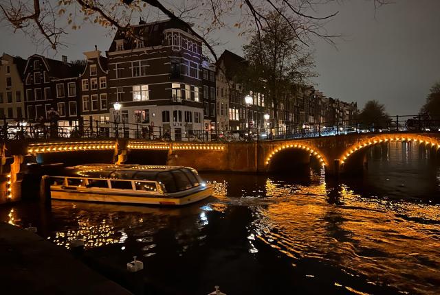 Amsterdam, the Netherlands Canal Amsterdam at Night 