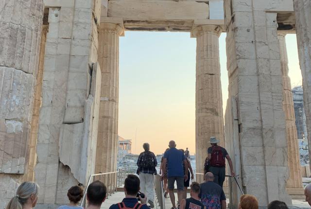 Student group walking through Acropolis