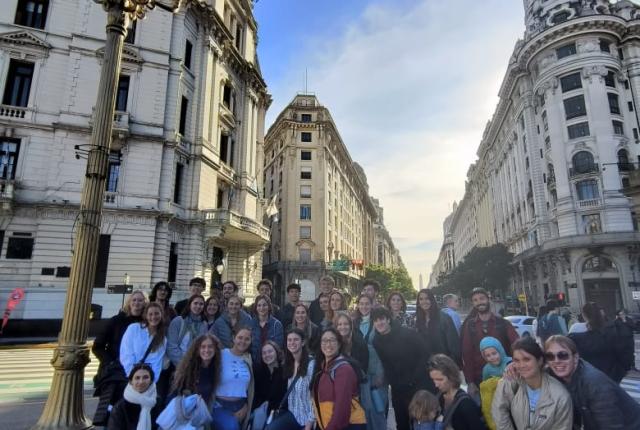 Study abroad students on a walking tour of Plaza de Mayo Puerto Madero in Buenos Aires