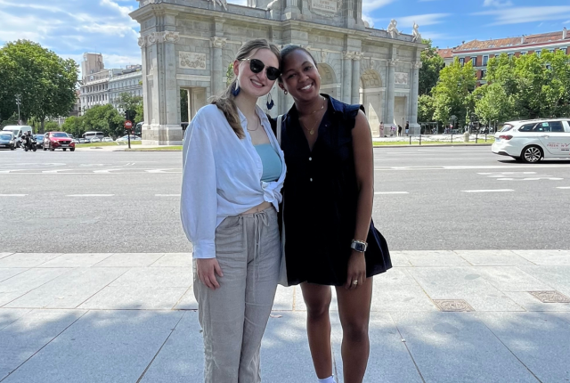 IES Abroad Madrid students in Puerta de Alcala