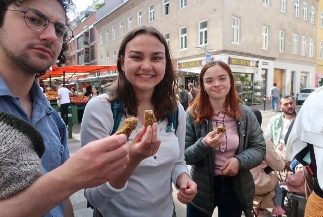 Street food hopping with classmates in Vienna, Austria.