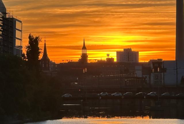 Sunset in Berlin, Germany.