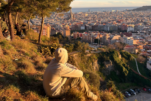 IES Abroad student overlooking the city at the Bunkers del Carmel in Barcelona