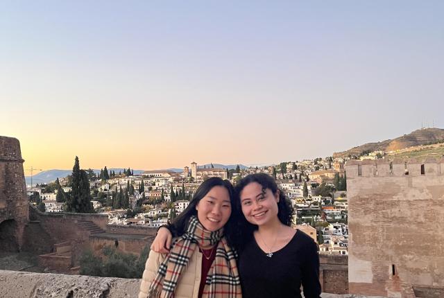 IES Abroad students on a walk through Granada at sunset