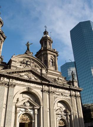 Metropolitan Cathedral in Plaza de Armas, Santiago's main square