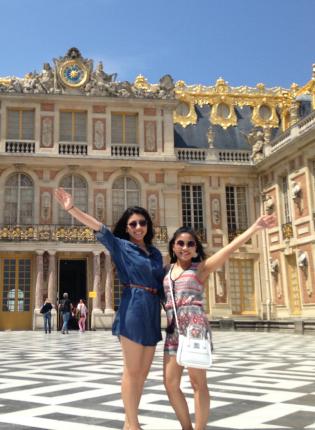 students at Versailles on a summer day