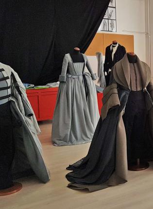 dresses on mannequins at the school of fashion in Rome