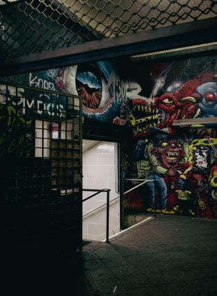 Grafitti in the U-Bahn station in Berlin, Germany.