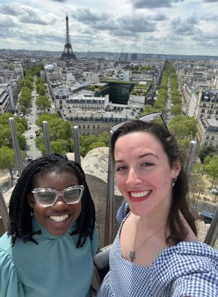 Two students at top of Arc de Triomphe