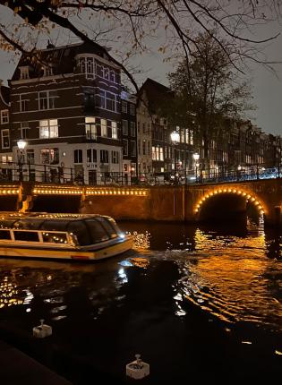 Amsterdam, the Netherlands Canal Amsterdam at Night 