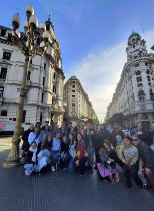 Study abroad students on a walking tour of Plaza de Mayo Puerto Madero in Buenos Aires