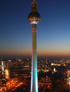 Berliner Fernsehturm, Berlin's Television Tower, at night