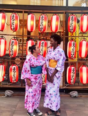 two students wearing kimonos