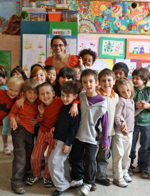 a student in the Early Childhood Education program with children