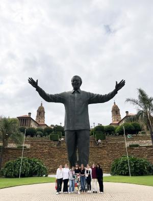 Group of Students in front of Nelson Mandela Statue in Cape Town