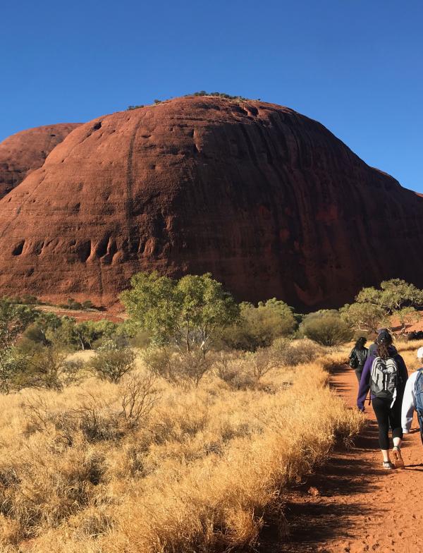 students on a hike in the Australian Outback