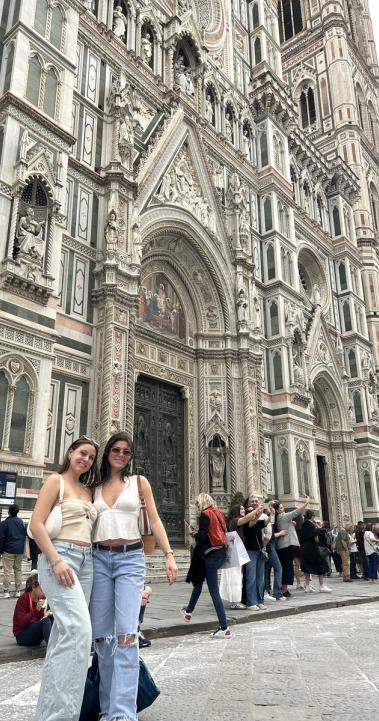 Two girls in front of the Duomo in Florence