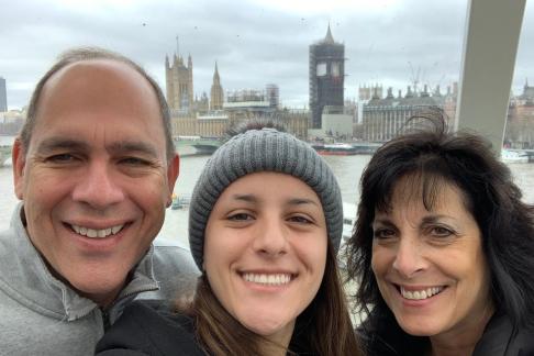 a student with their parents in London