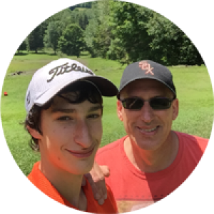 Rich Bartecki with his son in a cirle image 