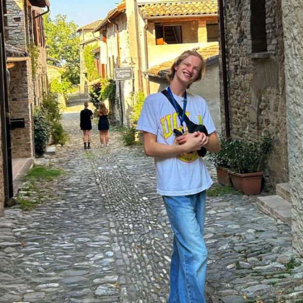 Jonathan in Milan on walking path