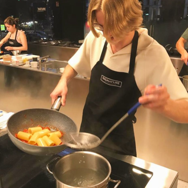 Jonathan cooking in Milan