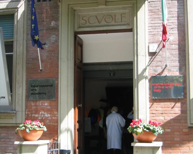 a man standing in the doorway of Rome University of Fine Arts (RUFA)
