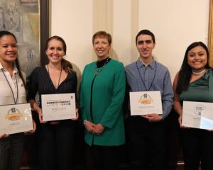 dr. mary m. dwyer with student awardees