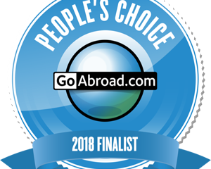 An image saying "People's Choice GoAbroad.com 2018 Finalist"