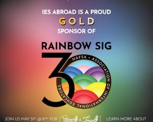 30 logo on rainbow background