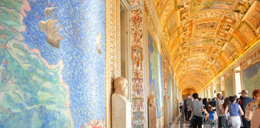 tourists visiting an art museum in Rome