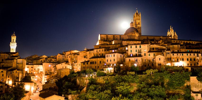 Siena under the stars at night