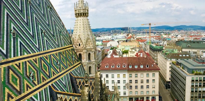 aerial view of St. Stephen's Cathedral's rooftop